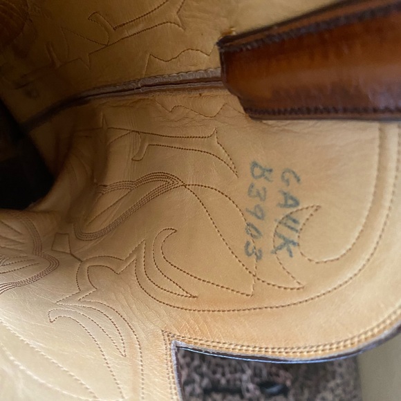 T O Stanley Vintage Brown Lizard Cowboy Boots 9D - Picture 7 of 8